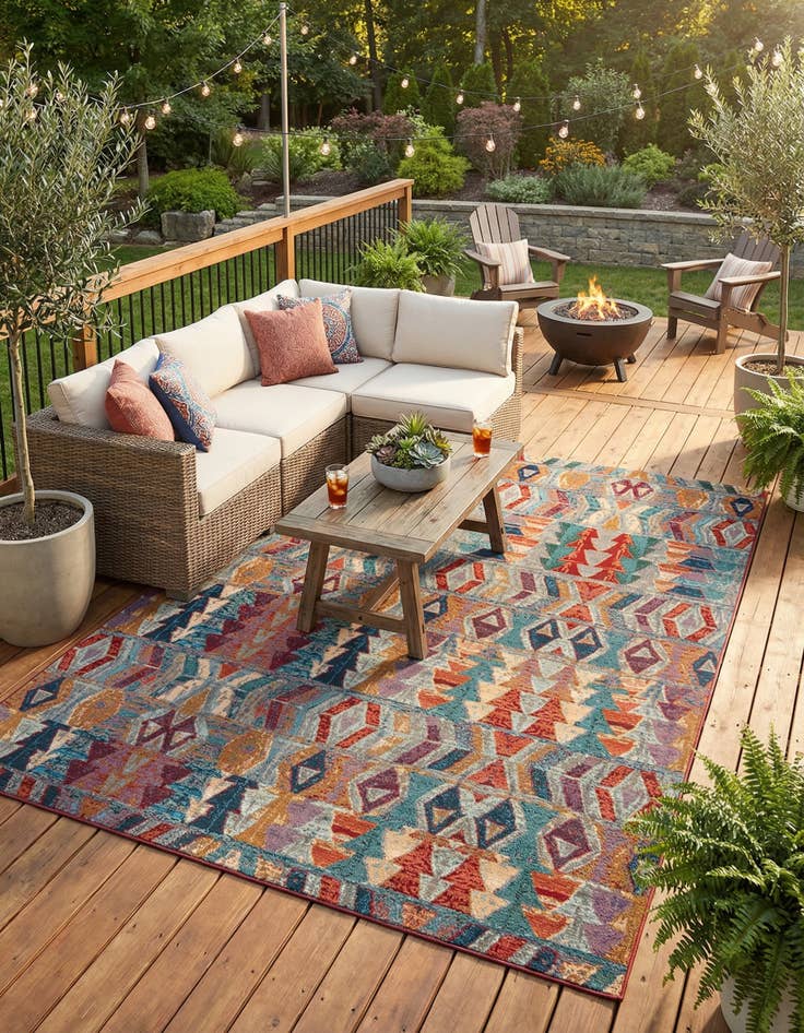 Detail image of 10' x 13' Easy-Clean Modern Indoor / Outdoor Rug