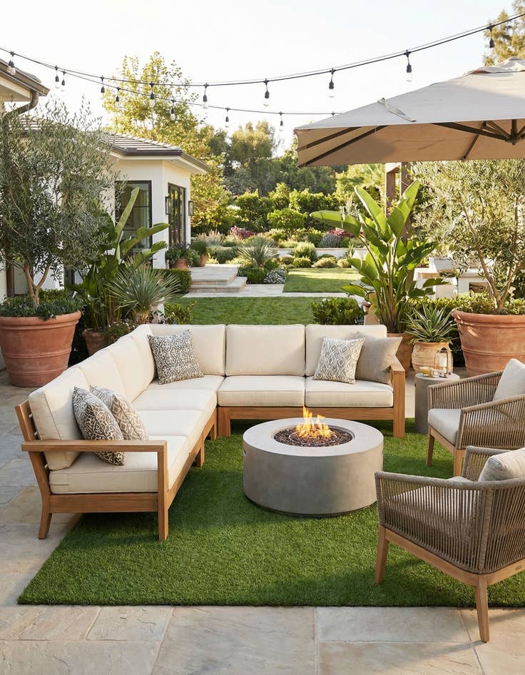 Detail image of 10' x 10' Easy-Clean Grass Indoor / Outdoor Square Rug