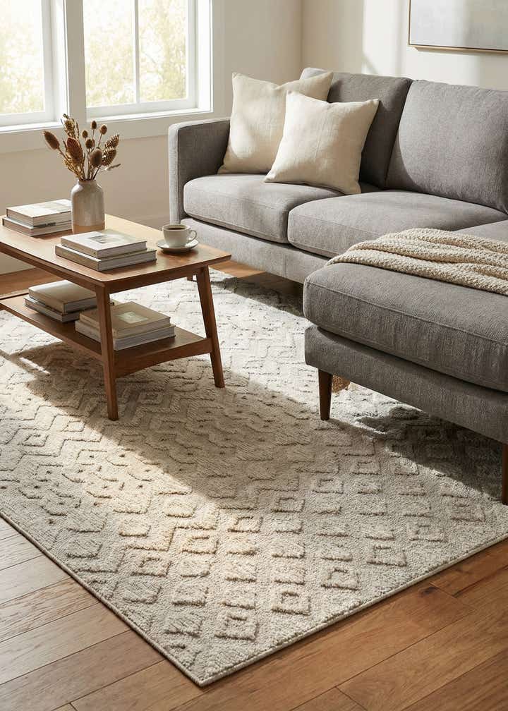 5' 3 x 8' Easy-Clean Trellis Textured Indoor / Outdoor Rug