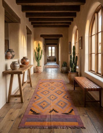 4' 10 x 11' 8 Hand Woven Kilim Fars Wool Runner Rug