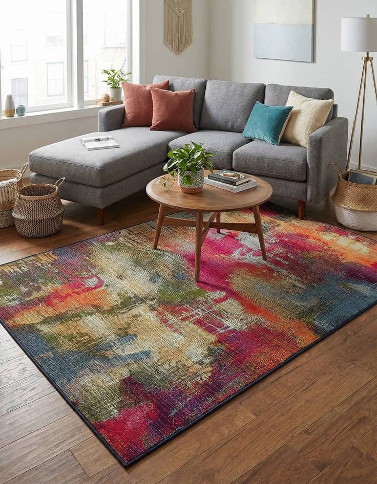 Detail image of 4' x 6'  Washable Modern Indoor / Outdoor Rug