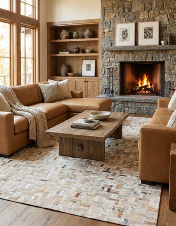 4' 11 x 7' 10 Cowhide Stocks Rug