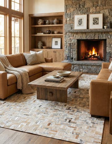 4' 11 x 7' 10 Cowhide Stocks Rug