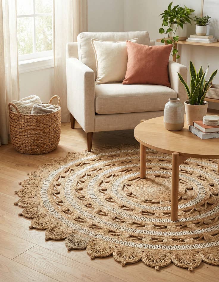 Detail image of 6' 1 x 6' 1  Hand Braided Jute Round Rug