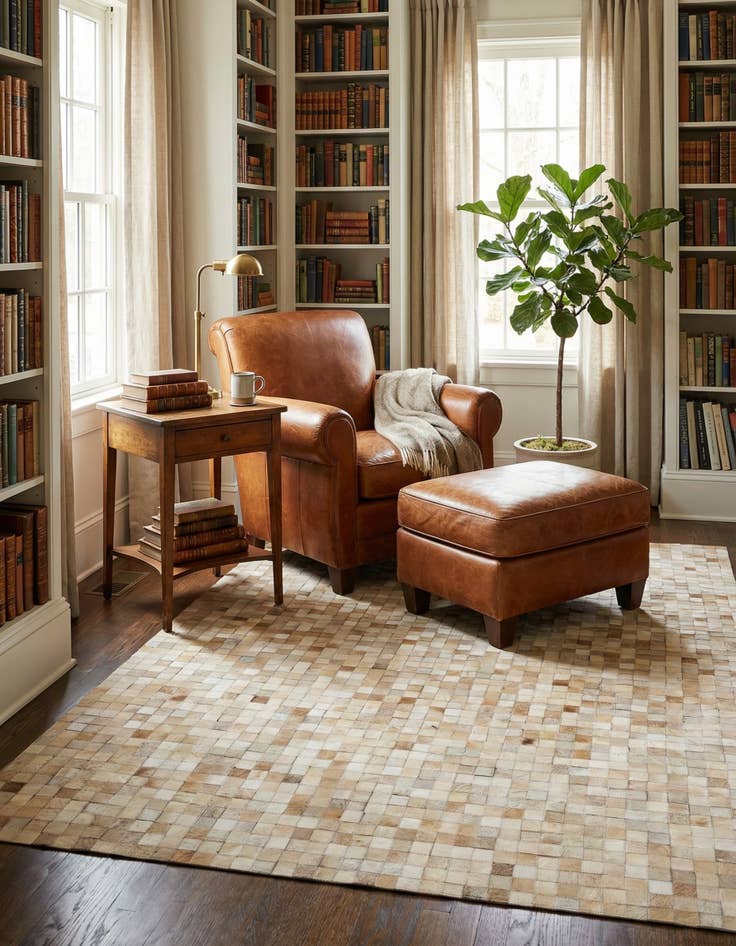 Detail image of  5' 1 x 8' Cowhide - Patchwork Rug