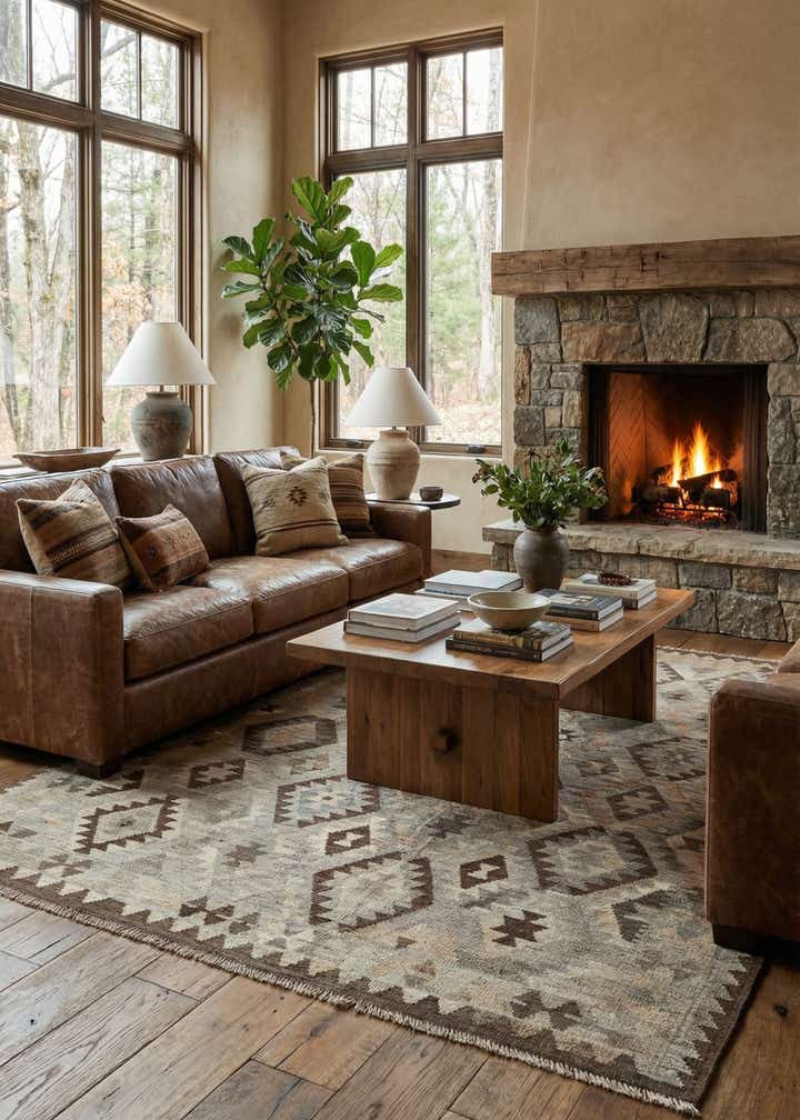 6' 3 x 7' 9 Hand Woven Kilim Maymana Wool Rug