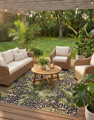 7' 10 x 11' Easy-Clean Botanical Indoor / Outdoor Rug