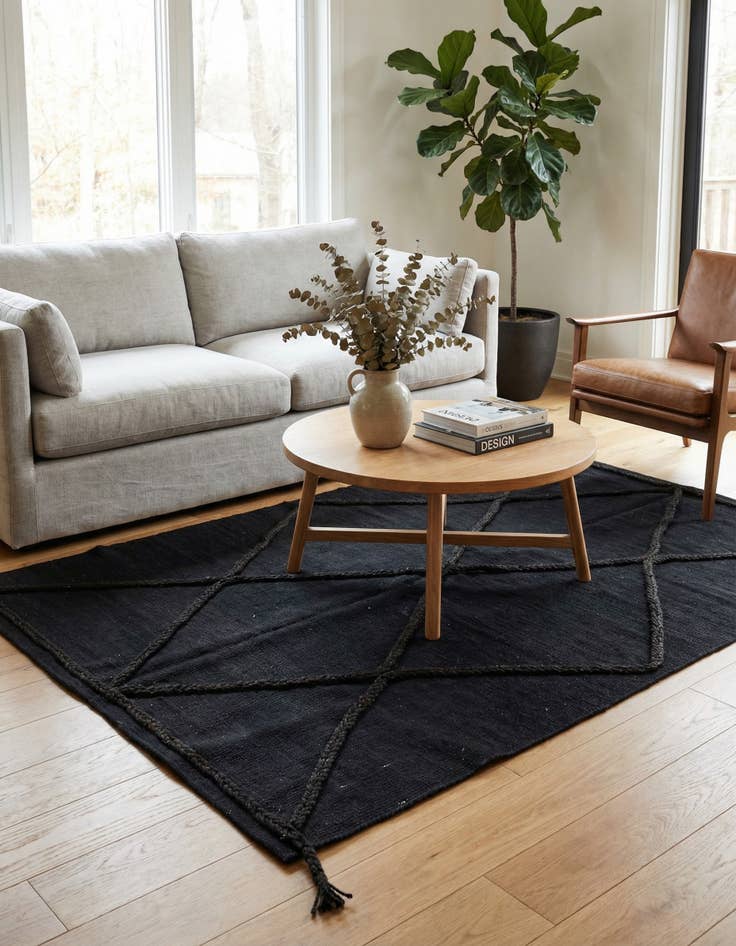 Detail image of 3' 4 x 4' 11  Hand Woven Kilim Modern Wool Rug