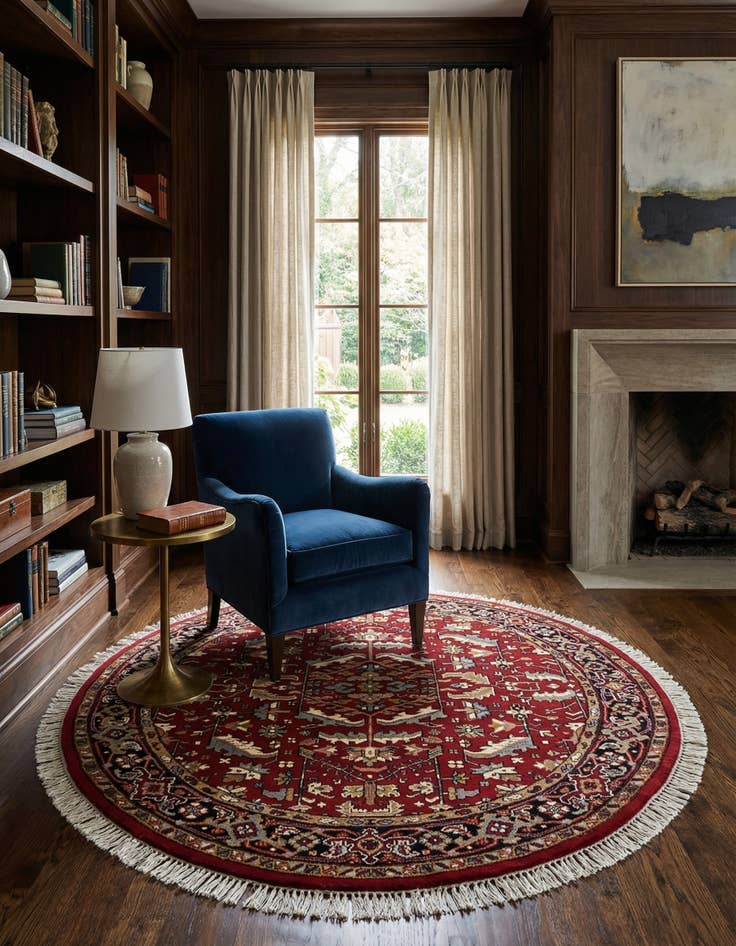 Detail image of 7' 2 x 7' 2  Hand Knotted Heriz Wool Round Rug