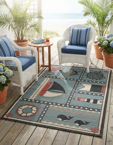 4' x 6' Easy-Clean Coastal Indoor / Outdoor Rug