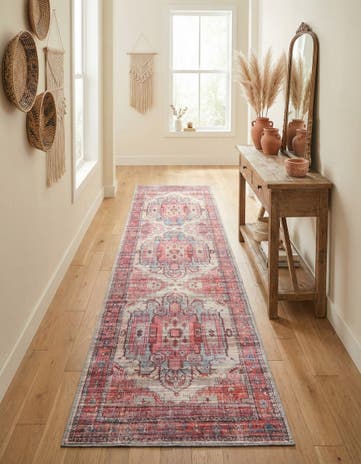 Beige Washable Maahru Runner Rug
