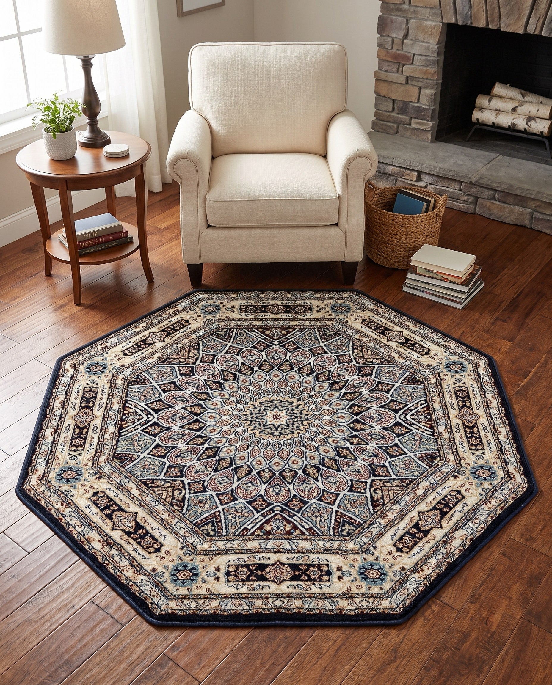 4' x 4' Nain Design Octagon Rug