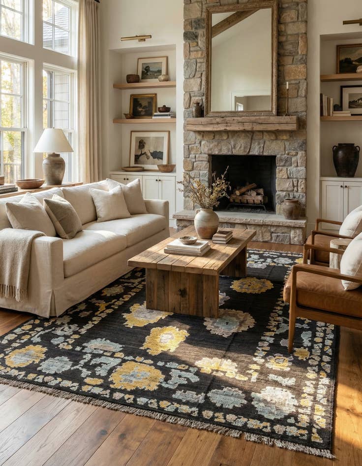 Detail image of 9' 2 x 12' 5  Hand Knotted Oushak Wool Rug