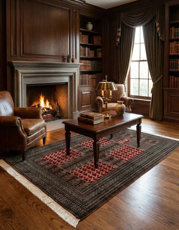 Detail image of 4' 2 x 6' 1 Hand Knotted Bokhara Oriental Wool Rug