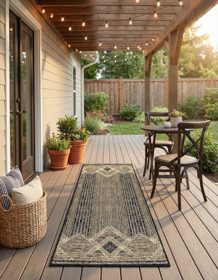 Detail image of 2' x 6'  Washable Modern Indoor / Outdoor Runner Rug