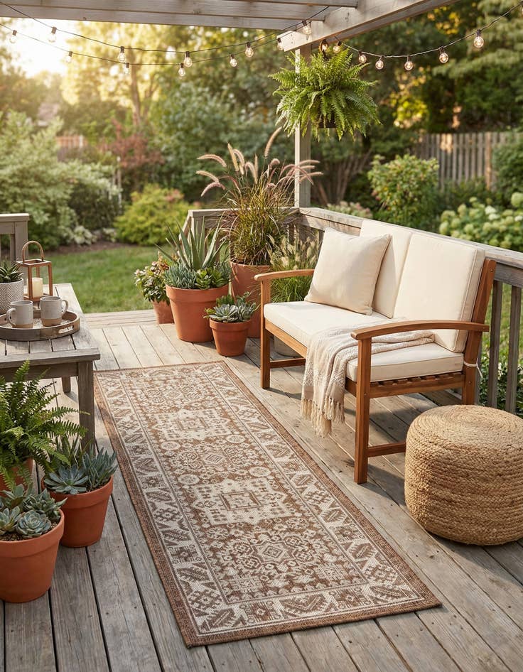 Detail image of 2' x 6' Easy-Clean Aztec Indoor / Outdoor Runner Rug