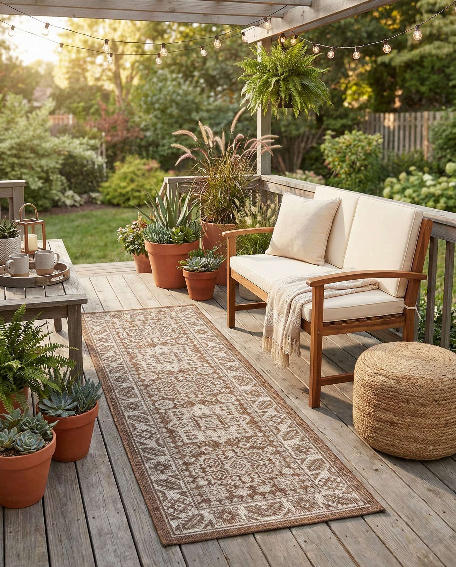 2' x 6' Easy-Clean Aztec Indoor / Outdoor Runner Rug