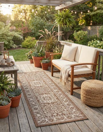 2' x 6' Easy-Clean Aztec Indoor / Outdoor Runner Rug