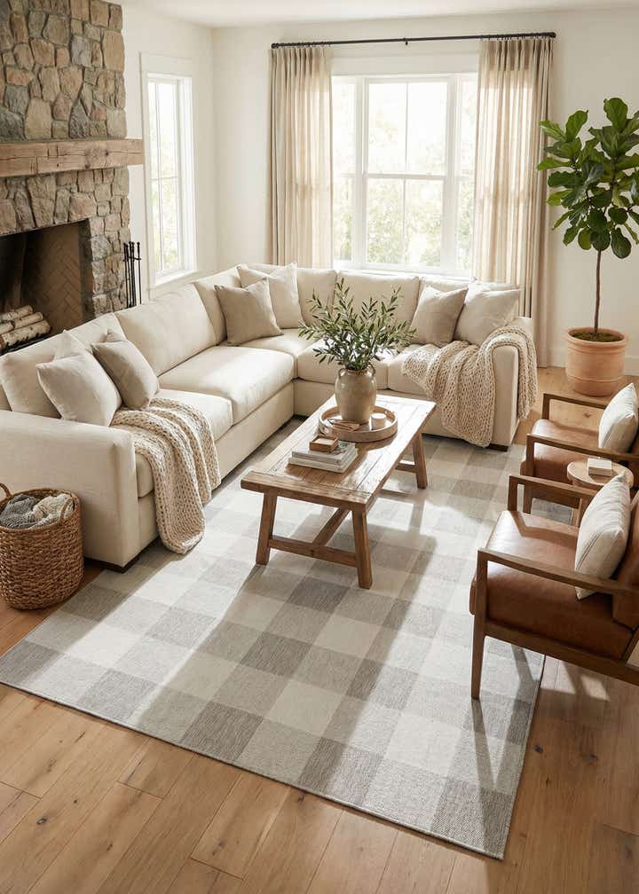 9' x 12' Easy-Clean Checkered Indoor / Outdoor Rug
