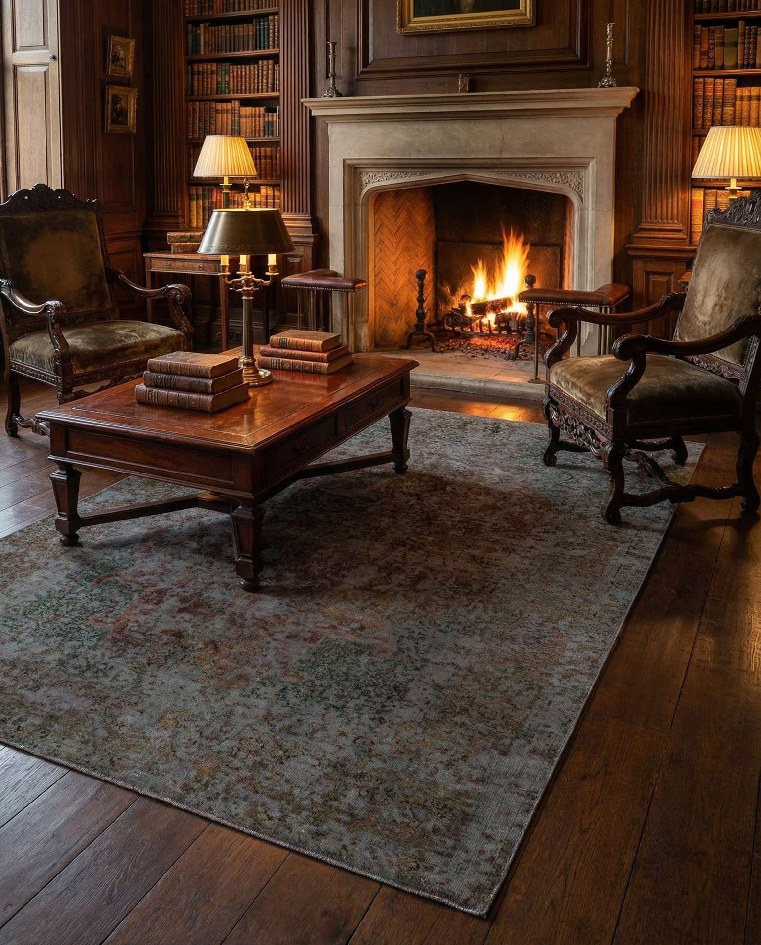 6' 9 x 9' 8 Vintage Royal Wool Rug
