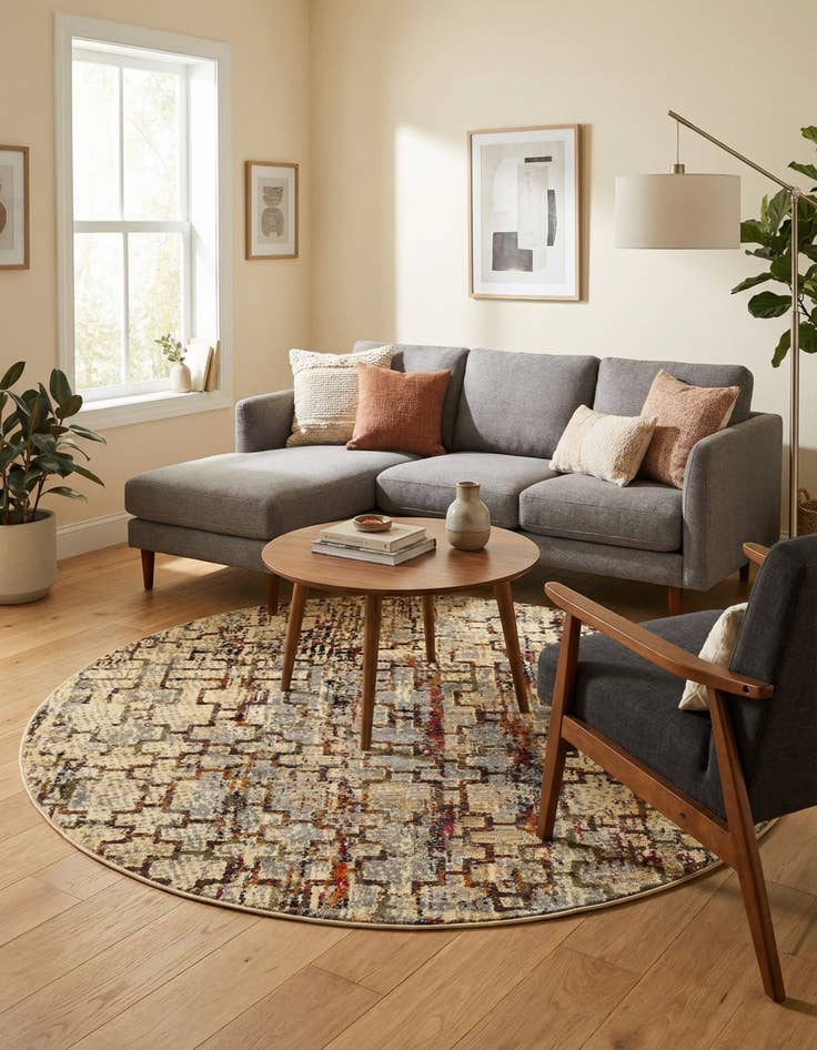 Detail image of 5' 3 x 5' 3 Saturn Round Rug