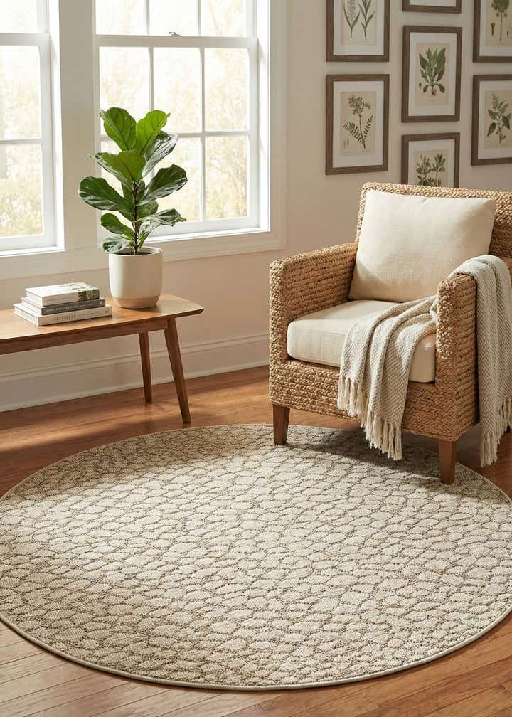 5' 3 x 5' 3 Easy-Clean Safari Indoor / Outdoor Round Rug