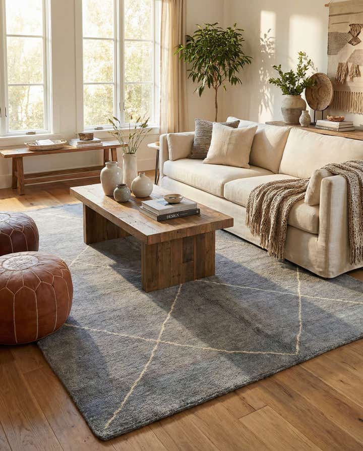 5' 7 x 8' 2 Hand Knotted Moroccan Wool Rug