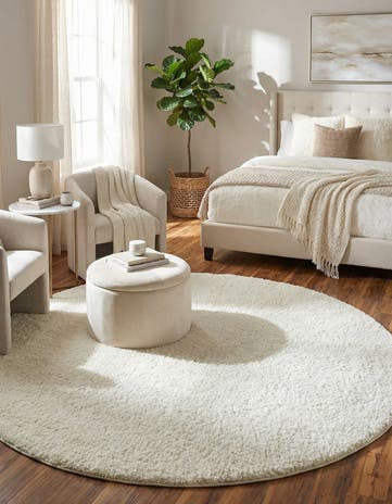 10' x 10' Soft Solid Shag Round Rug