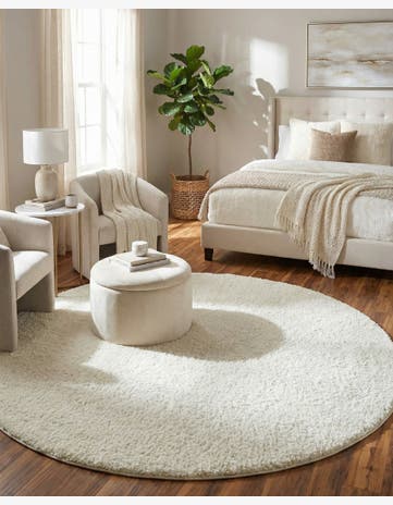 10' x 10' Soft Solid Shag Round Rug