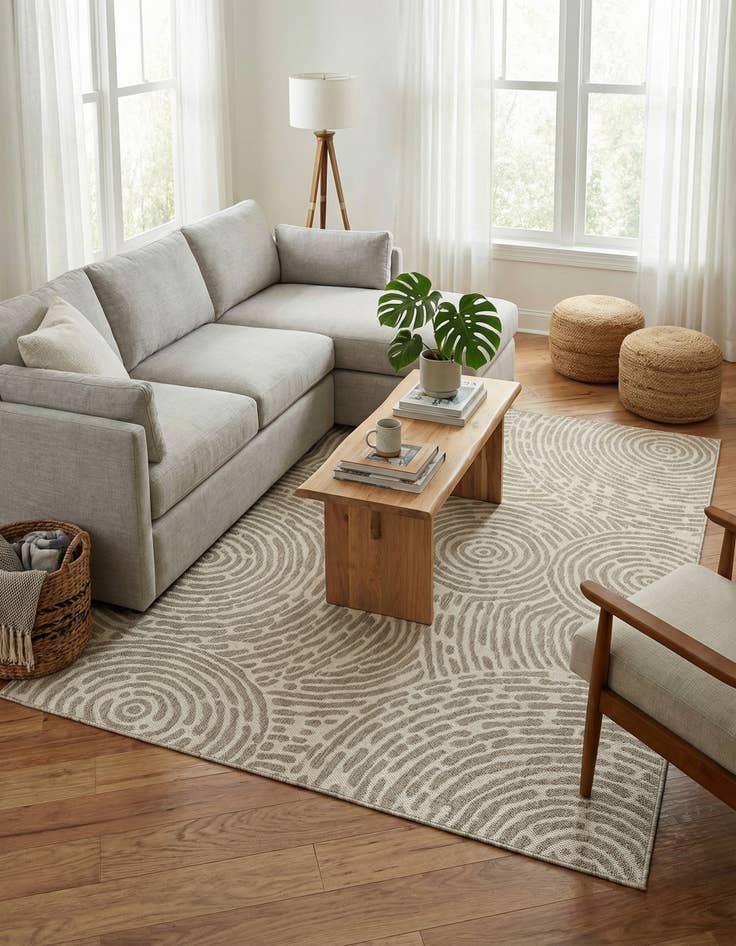 Detail image of  5' 3 x 8'  Washable Modern Indoor / Outdoor Rug