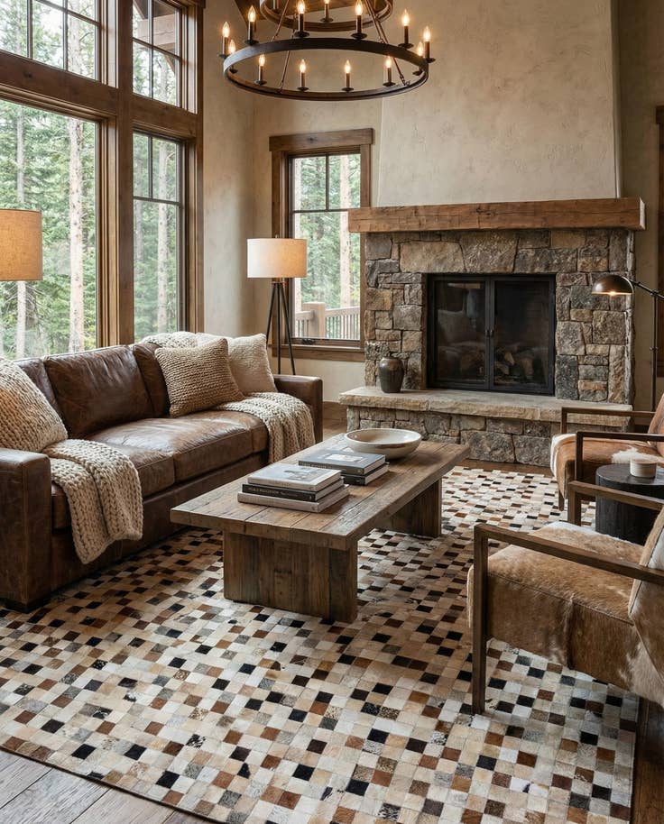 Detail image of 8' 1 x 9' 10 Cowhide Stocks Rug