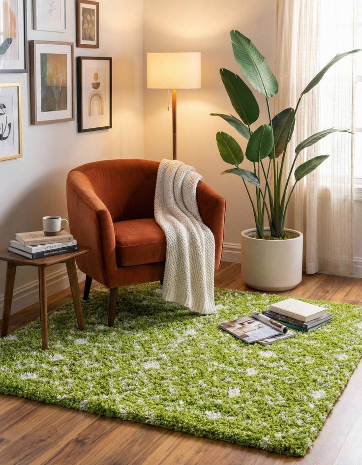 Detail image of 4' x 4' Moroccan Trellis Shag Square Rug