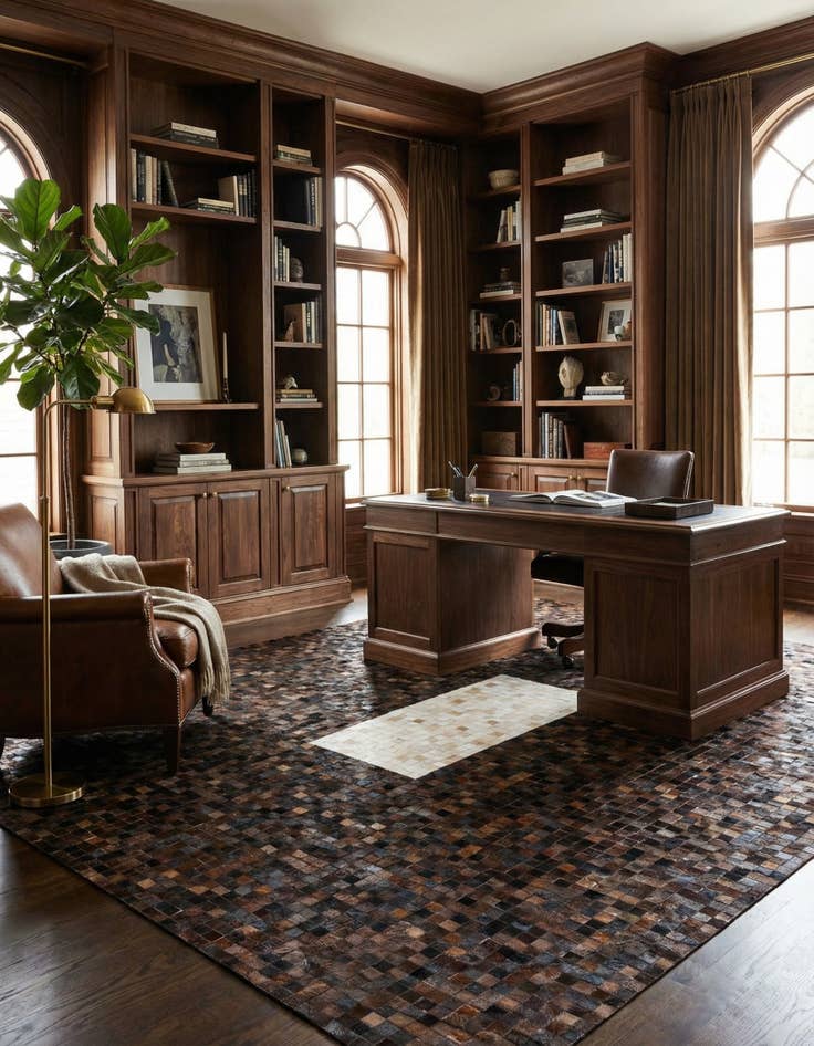 Detail image of 8' 1 x 9' 11 Cowhide & Leather Rug