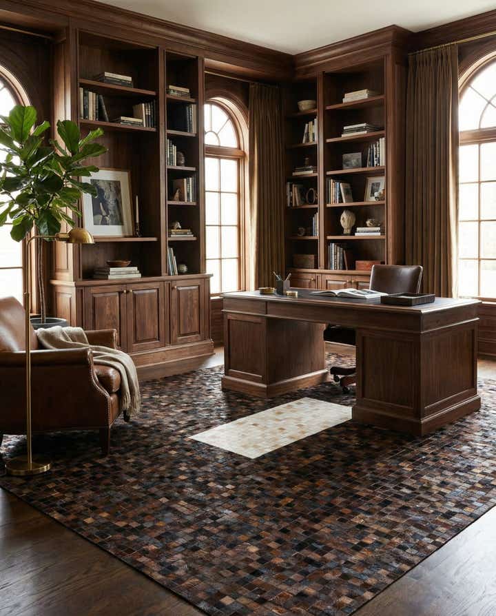 8' 1 x 9' 11 Cowhide & Leather Rug