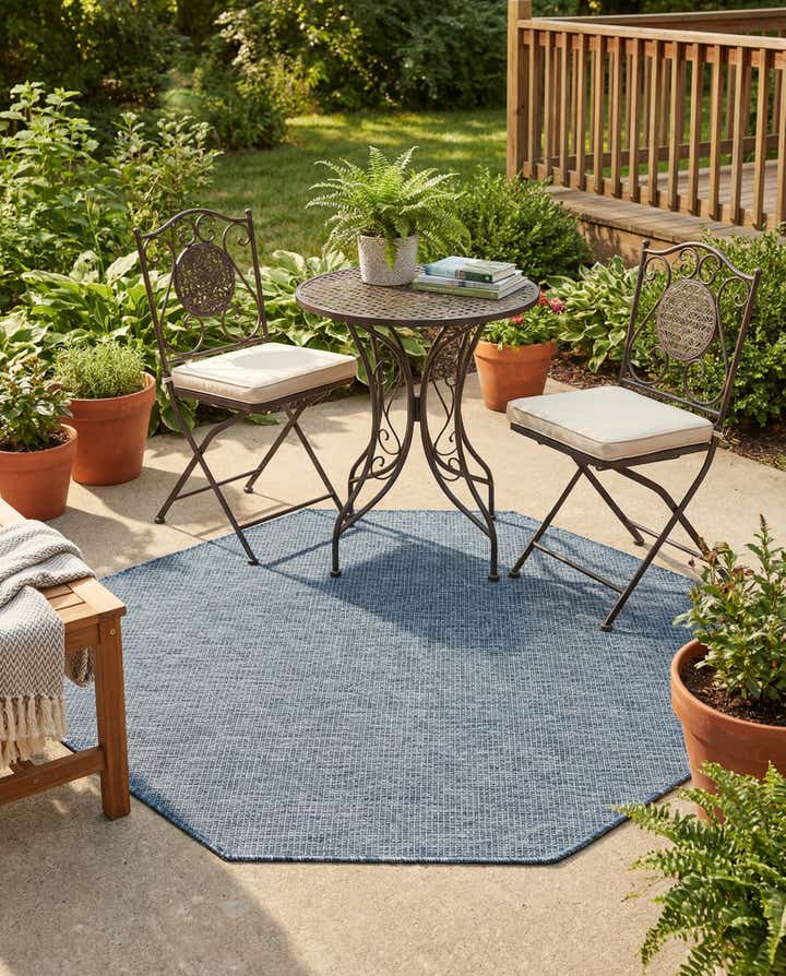 5' 3 x 5' 3 Easy-Clean Solid Indoor / Outdoor Octagon Rug