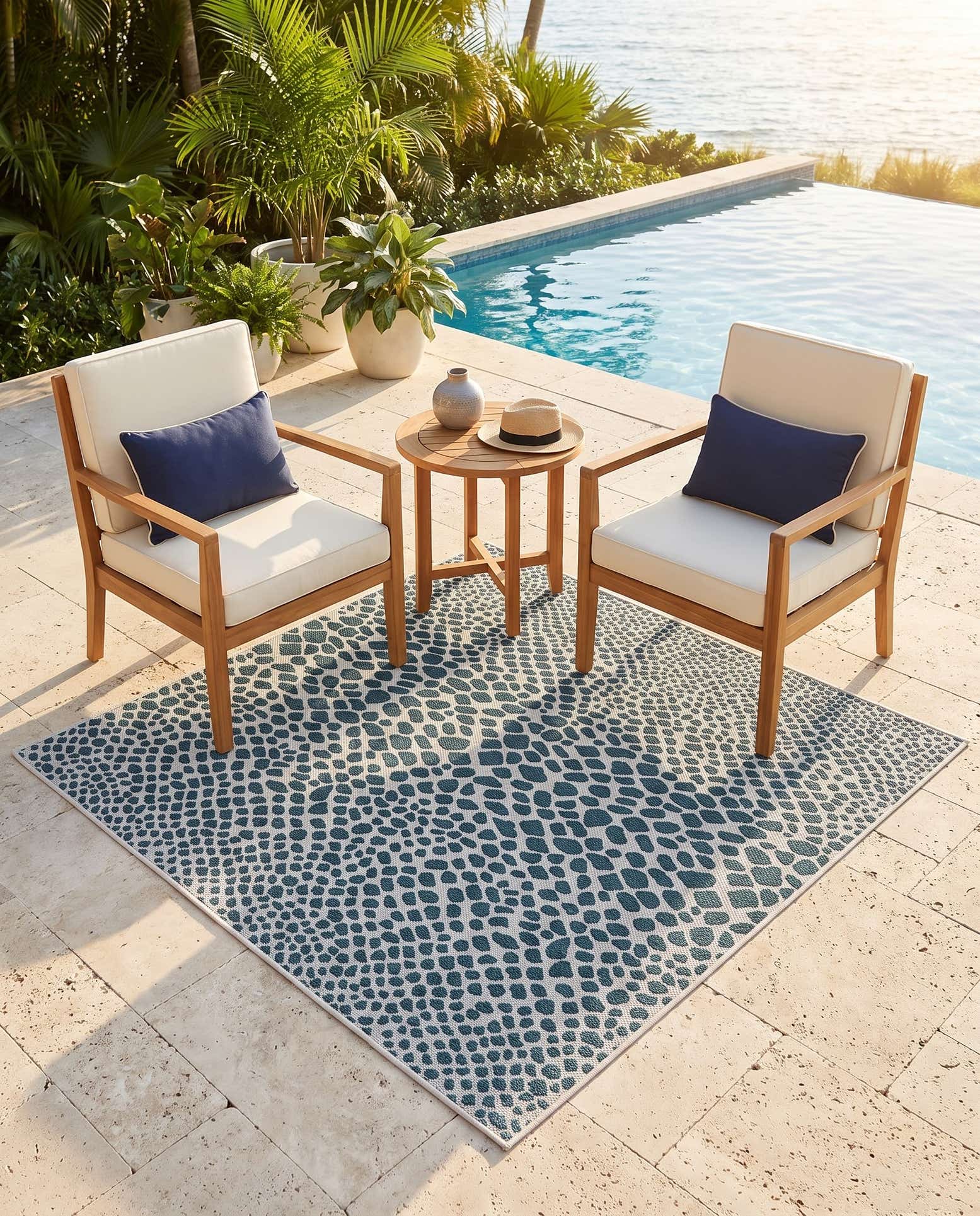 5' 3 x 5' 3 Easy-Clean Jill Zarin Indoor / Outdoor Square Rug