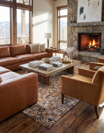 5' 1 x 8' 1 Cowhide Leather Rug