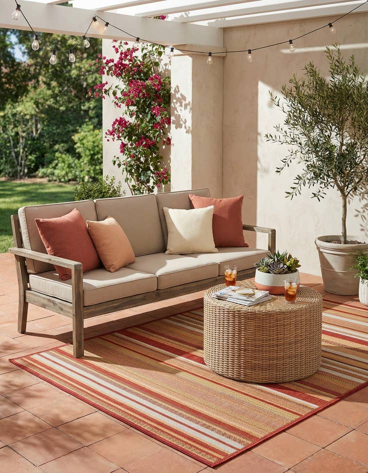 Detail image of 5' 3 x 7' 7  Washable Baja Indoor / Outdoor Rug