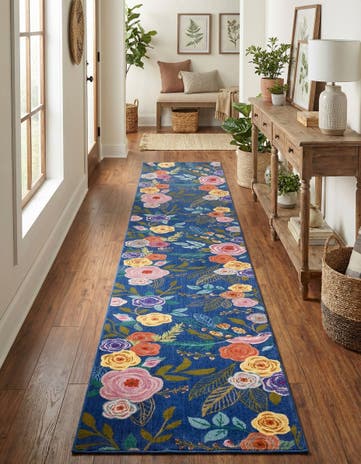 Blue Blossom Runner Rug