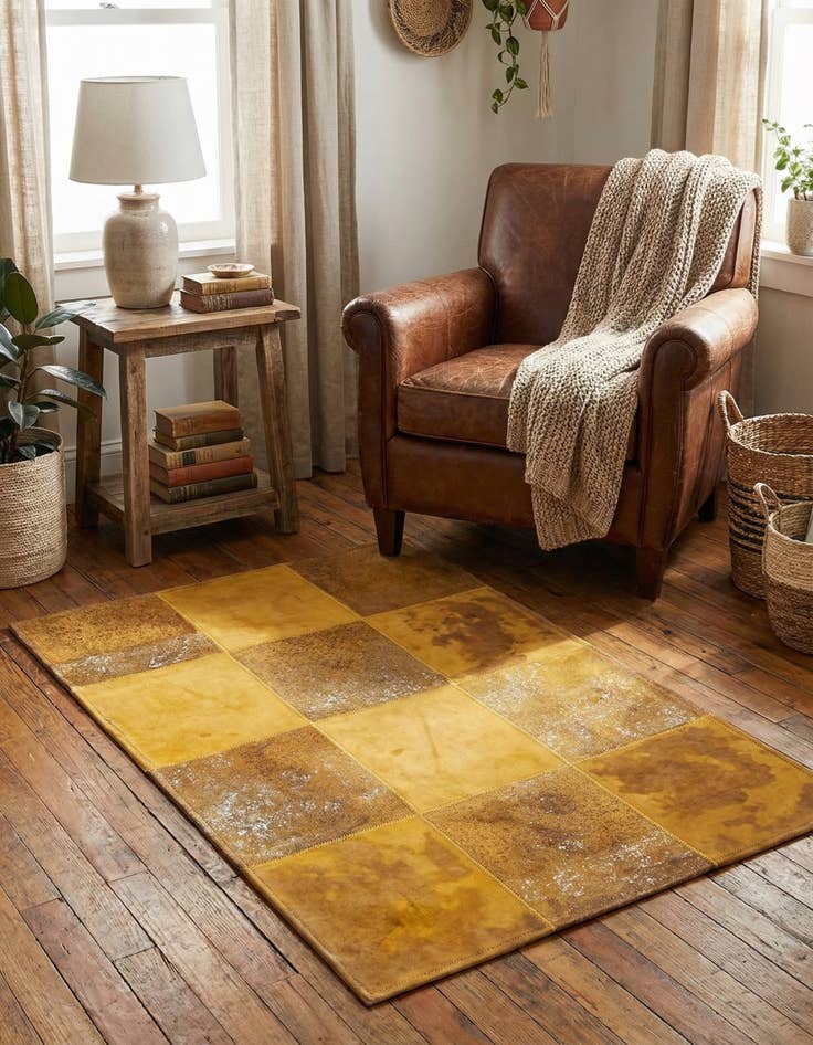 Detail image of 2' 1 x 3' 1 Cowhide Leather Rug