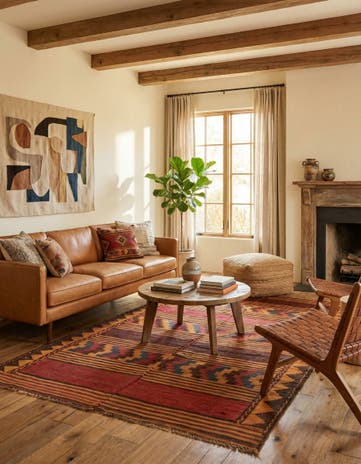 5' 4 x 9' 6 Hand Woven Kilim Fars Wool Rug