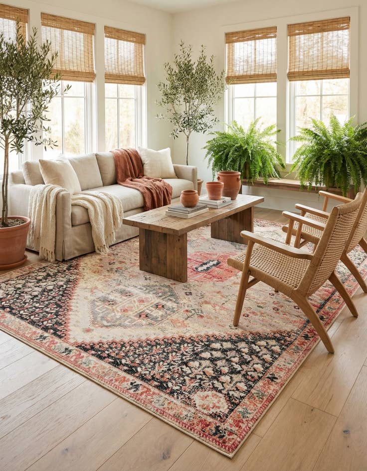 Detail image of 10' x 14'  Washable Traditional Indoor / Outdoor Rug