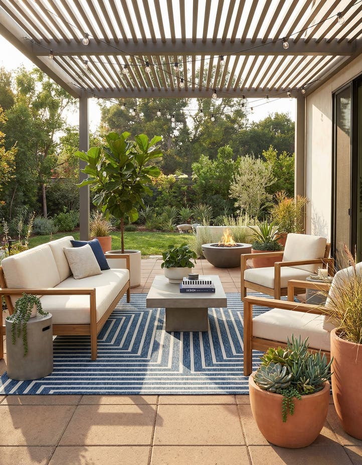 7' 10 x 7' 10 Easy-Clean Modern Indoor / Outdoor...