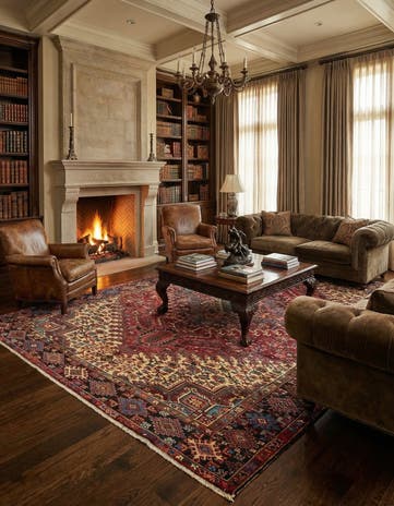 8' 11 x 11' 6 Hand Knotted Heriz Persian Wool Rug