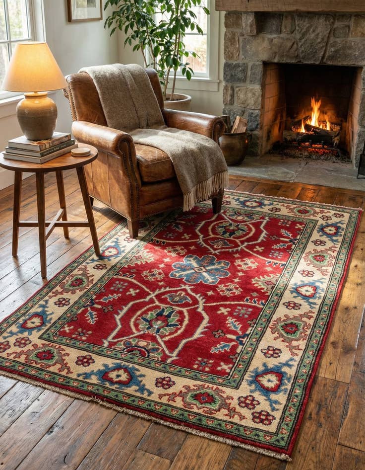 Detail image of  3' 4 x 5'  Hand Knotted Kazak Rug