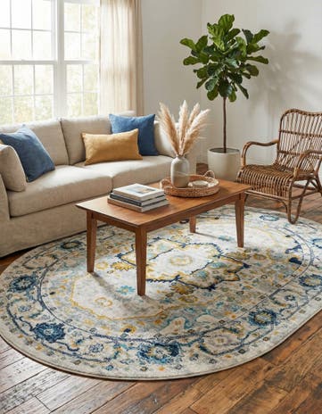 Gray Madeline Vintage Oval Rug