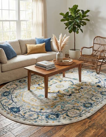 Gray Madeline Vintage Oval Rug