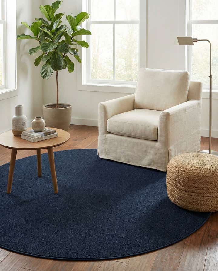 7' 10 x 7' 10 Easy-Clean Solid Indoor / Outdoor Round Rug