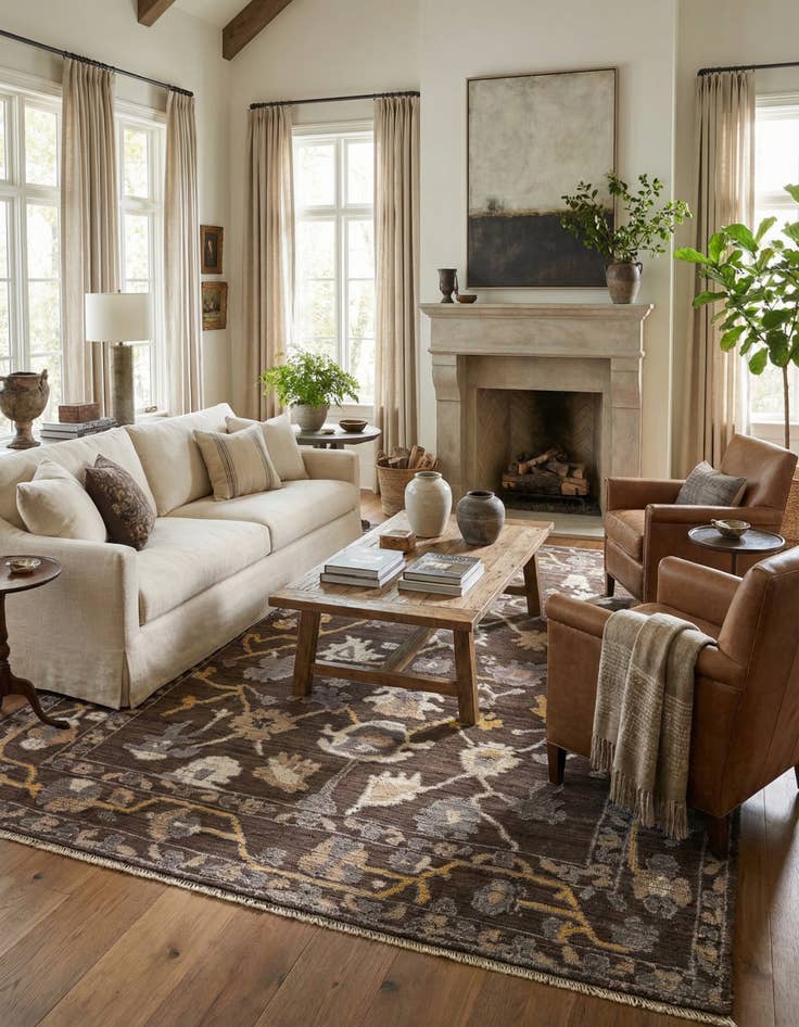 Detail image of 9' 3 x 12' 1  Hand Knotted Oushak Wool Rug