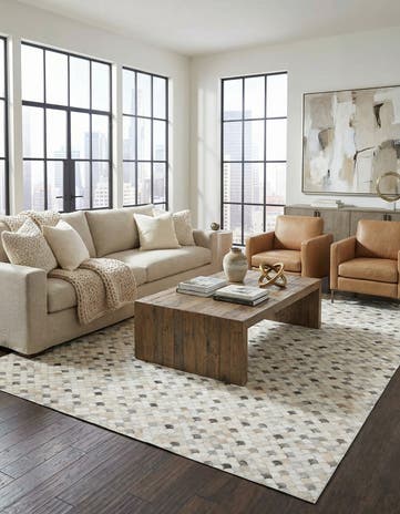8' x 10' 1 Cowhide Leather Rug